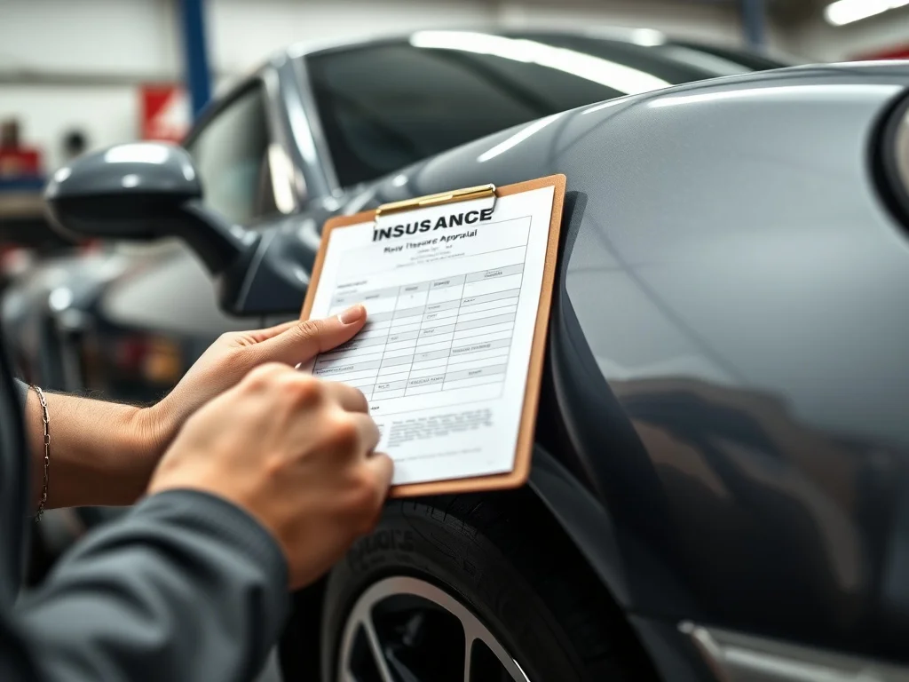 Appraiser reviewing an imported car for an insurance quote